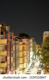 San Cristobal De La Laguna, Tenerife/ Spain -20/10/2019. City Nightlife. Buildings, Street And Parked Cars.