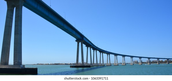 SAN DIEGO APRIL 09 2015:  Coronado Bridge, is a prestressed concrete steel girder bridge, crossing over San Diego Bay in the United States, linking San Diego with Coronado, California