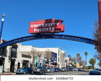 San Diego CA 2-2-2020   The Historic University Heights Neighborhood Sign On Park Blvd