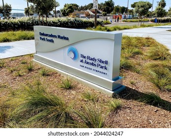 SAN DIEGO, CA  9-19-2021: Entrance Sign For The Rady Shell Concert Venue At Jacobs Park In The Embarcadero Marina