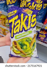 San Diego, CA - July 2, 2022: Bag Of Takis Guacamole Corn Chips In A Supermarket.