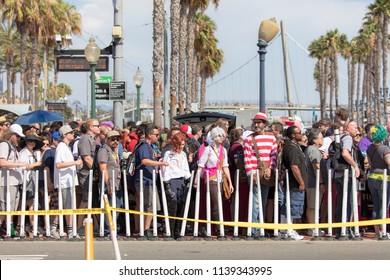 San Diego, CA - JULY 21 2018: The Busy Streets Of Downtown San Diego During The Comic Con Convention.