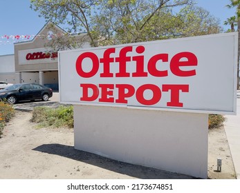 San Diego, CA - June 30, 2022: Office Depot Sign In Front Of The Popular Office Supply Store Chain.