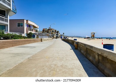 San Diego, CA USA - August 8, 2022: The Boardwalk At Mission Beach In Southern California.