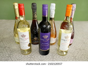 San Diego, CA USA - December 29, 2021: View Of Several Bottles Of Different Types Of Stella Rosa Wine.