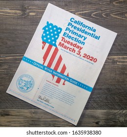 San Diego, CA / USA - February 3, 2020: The Official Voter Information Guide For The California Presidential Primary Election On March 3, 2020. 