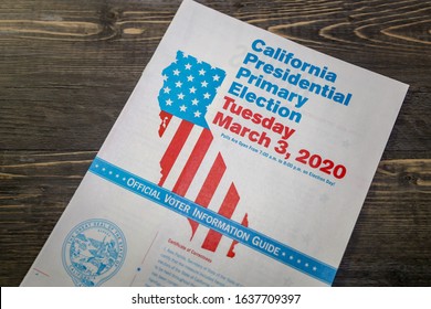 San Diego, CA  USA - February 3, 2020: The California Presidential Primary Election Voter Information Booklet.