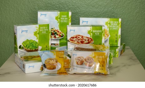 San Diego, CA USA - July 31, 2021: View Of Various Jenny Craig Prepackaged Meals.