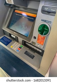 San Diego, CA / USA - June 16, 2019: An Automated Teller Machine (ATM) At Navy Federal Credit Union.