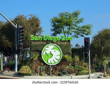 San Diego, CA USA - June 13, 2021: The San Diego Zoo Sign By The Parking Lot Entrance.