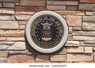 San Diego, CA USA - May 31, 2021: The Department of the Air Force Seal on a wall at the Miramar National Memorial Park in San Diego, California.