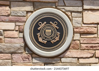San Diego, CA USA - May 31, 2021: The United States Coast Guard 1790 Seal on a wall at the Miramar National Memorial Park in San Diego, California.