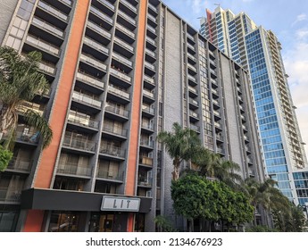 San Diego, California - February 01, 2022: The LIT Cortez Hill Apartments On Ninth Avenue