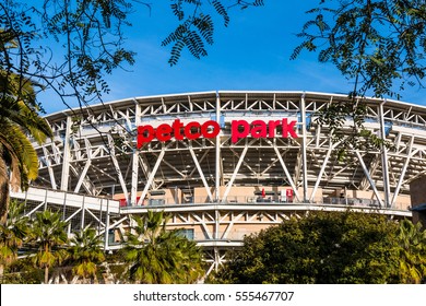 SAN DIEGO, CALIFORNIA - JANUARY 8, 2017: The Petco Park baseball stadium, home of the San Diego Padres MLB team.