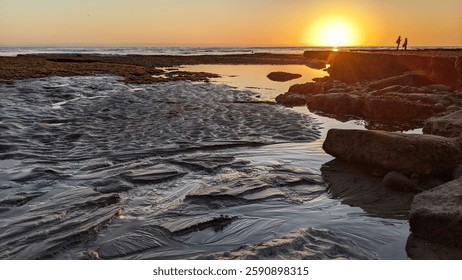 San Diego California north county Encinitas area coastline. Waves, surfers, sunset silhouettes, beaches, tide pools, palm trees, clouds and rock abstractions!