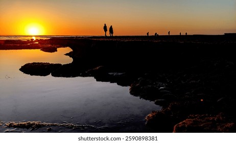 San Diego California north county Encinitas area coastline. Waves, surfers, sunset silhouettes, beaches, tide pools, palm trees, clouds and rock abstractions!