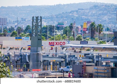 SAN DIEGO, CALIFORNIA - OCTOBER 31, 2014 - Border of the United States and Mexico in San Diego, California