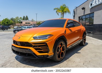 San Diego, California  Unites States - September 1st 2021: Orange Lamborghini Urus