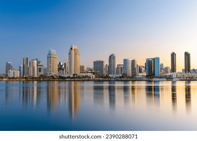 San Diego, California, USA downtown skyline at the Embarcadero at dusk. - Powered by Shutterstock