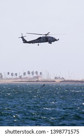 San Diego, California, USA - March 27, 2007: People Lifted From Water By Helicopter, Rescue Coast Guard Training