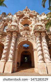 San Diego, California / USA - March 15, 2019: Casa Del Prado Theater Entrance In Spanish Colonial Revival Architecture At Balboa Park 