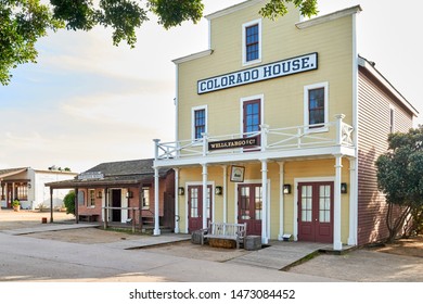 San Diego, California, USA - March 05, 2019: Old Town is the oldest settled area in San Diego. Established in 1820. 
Wells Fargo, Colorado House