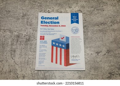 San Diego, California USA - October 4, 2022: The California General Election Official Voter Information Guide. Voting Information Booklet