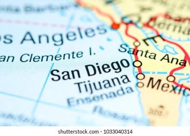 San Diego, California. USA On A Map