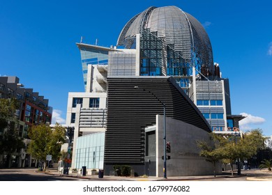 SAN DIEGO, CALIFORNIA/USA - MARCH 21, 2020:  The Central Library, A 9-story Structure, Opened In 2013 And Features  Numerous Collections, Including Baseball Memorabilia.