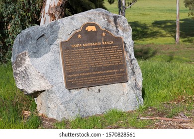 SAN DIEGO, CALIFORNIA/USA - MARCH 31, 2018:  Informative Plaque For The Santa Margarita Ranch House On Marine Corps Base Camp Pendleton, A Historic Landmark And Home Of Commanding Generals From 1947.