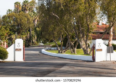 SAN DIEGO, CALIFORNIA/USA - MARCH 31, 2018:  The Entrance Of The Santa Margarita Ranch House On Marine Corps Base Camp Pendleton A Historic Landmark And Home Of Commanding Generals From 1947.