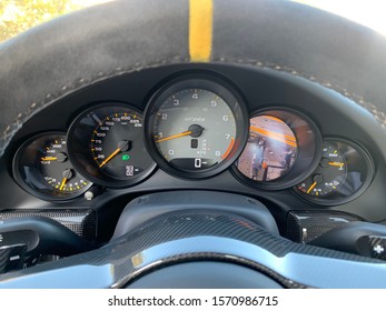 San Diego, California/USA - Summer 2019: Porsche 991 GT2 Weissach Speedometer