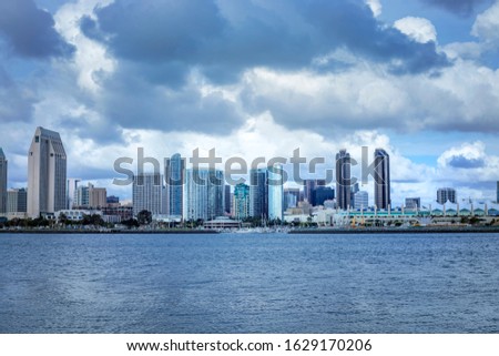 San Diego skyline daytime with water and buildings