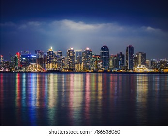 San Diego Skyline Night Water Reflections Stock Photo (Edit Now) 786538060