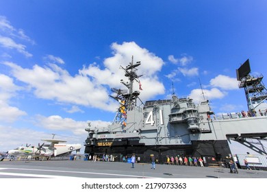 San Diego -USA, 03 13 2014: USS Midway Museum - A Real Aircraft Carrier, Fun For The Family, A Lifetime Memory For Everyone. The 20th Century's Longest-serving US Navy Aircraft Carrier USS Midway