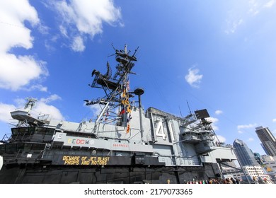 San Diego -USA, 03 13 2014: USS Midway Museum - A Real Aircraft Carrier, Fun For The Family, A Lifetime Memory For Everyone. The 20th Century's Longest-serving US Navy Aircraft Carrier USS Midway