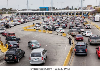 San Diego, USA, 05/04/2016. US Border With Mexico, Traffic Jams On Passport Control