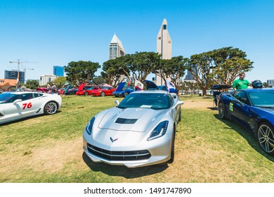 San Diego/USA - August 11, 2019
Main Street America Corvette Car Show In Marina Park North - Seaport Village In San Diego, California