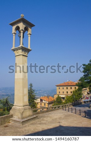 San Francesco Monument in front of Church of San Quirino in San Marino