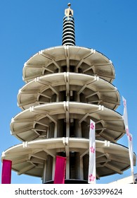 San Francisco - 2016: SF Peace Pagoda, A Five-tiered Stupa, In Peace Plaza For Northern California Cherry Blossom Festival In The Japantown (Nihonmachi) Neighborhood. Designed By Yoshiro Taniguchi.