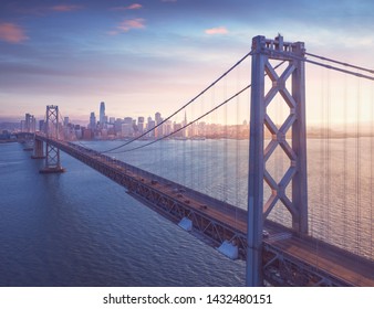 San Francisco Bay Bridge with San Francisco downtown in background