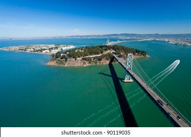 San Francisco Bay Bridge And Treasure Island Aerial View