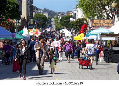 San Francisco, CA - April 01, 2018: Unidentified  participants in the 27th Annual Union St Easter Festival. The Biggest Little Parade in San Francisco and reflects the unique community of the Bay Area