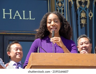 San Francisco, CA - Aug 25, 2022:  Malia Cohen, Chair Of The California State Board Of Equalization, Speaking At City Hall At Women’s Equity Day Register To Vote Press Conference. 
