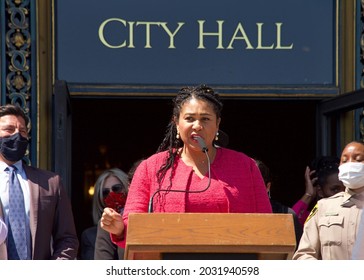 San Francisco, CA - Aug 26, 2021: Mayor London Breed Speaking At A Women’s Equality Day Voting Event, Encouraging All Women To Vote At Every Election.