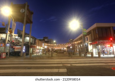 SAN FRANCISCO, CA -JAN 3 2022- Japantown (Nihonmashi) is a Japanese neighborhood in SF. Japantown comprises about 6 city blocks and is considered one of the largest and oldest ethnic enclaves in USA.