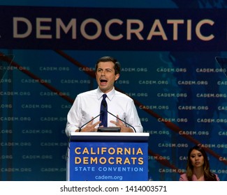 San Francisco, CA - June 01, 2019: Presidential Candidate Pete Buttigieg, Mayor Of South Bend Indiana, Speaking At The Democratic National Convention At Moscone Center In San Francisco, CA