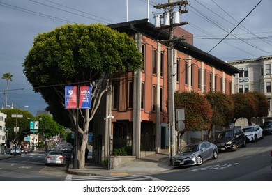 San Francisco, CA  June 2022: Hilly Street Corner In San Francisco