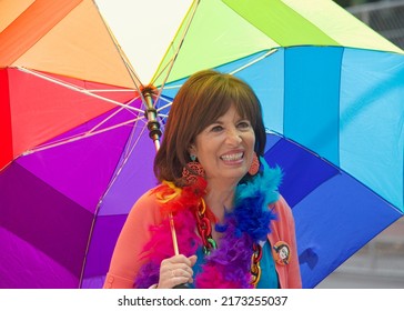 San Francisco, CA - June 26, 2022: Congress Woman Jackie Speier Celebrating At The San Francisco Gay Pride Parade. This Years Theme, Love Will Keep Us Together. 
