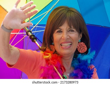 San Francisco, CA - June 26, 2022: Congress Woman Jackie Speier Celebrating At The San Francisco Gay Pride Parade. This Years Theme, Love Will Keep Us Together. 
